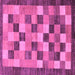 Square Machine Washable Checkered Purple Modern Area Rugs, wshabs191pur