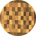 Round Machine Washable Checkered Brown Modern Rug, wshabs191brn