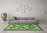 Machine Washable Checkered Turquoise Modern Rug, wshabs191turq