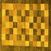 Square Machine Washable Checkered Yellow Modern Rug, wshabs191yw