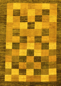 Checkered Yellow Modern Rug, abs191yw