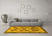 Machine Washable Checkered Yellow Modern Rug in a Living Room, wshabs191yw