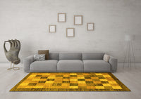 Machine Washable Checkered Yellow Modern Rug, wshabs191yw