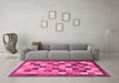 Machine Washable Checkered Pink Modern Rug in a Living Room, wshabs191pnk