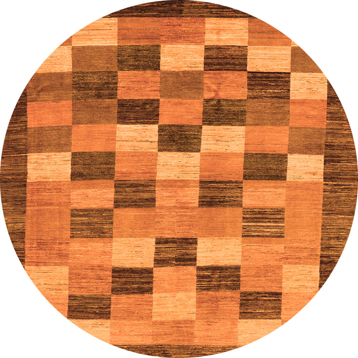 Round Machine Washable Checkered Orange Modern Area Rugs, wshabs191org