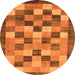 Round Machine Washable Checkered Orange Modern Area Rugs, wshabs191org