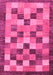 Machine Washable Checkered Pink Modern Rug, wshabs191pnk