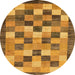 Round Abstract Dark Orange Checkered Rug, abs191