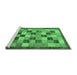 Sideview of Machine Washable Checkered Emerald Green Modern Area Rugs, wshabs191emgrn