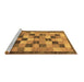 Sideview of Machine Washable Checkered Brown Modern Rug, wshabs191brn