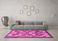 Machine Washable Checkered Purple Modern Rug, wshabs191pur