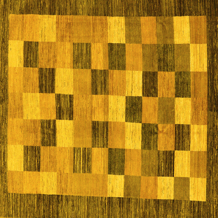 Square Checkered Yellow Modern Rug, abs191yw