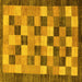 Square Checkered Yellow Modern Rug, abs191yw