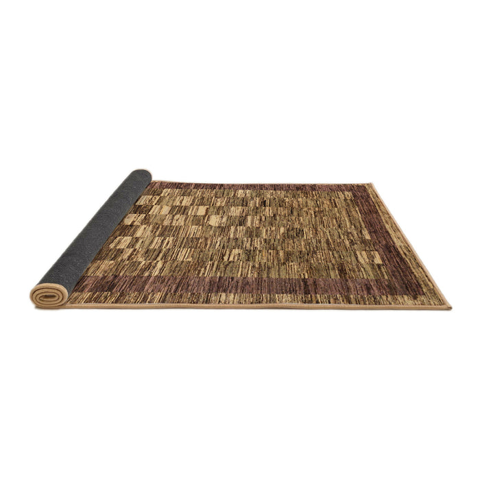 Sideview of Abstract Saddle Brown Checkered Rug, abs192