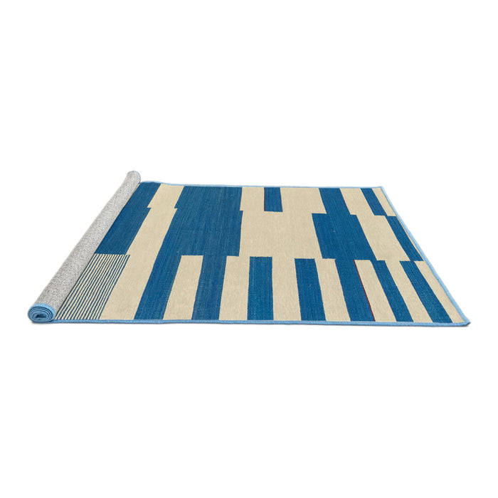 Sideview of Machine Washable Abstract Blue Rug, wshabs1920