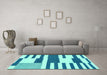 Machine Washable Abstract Turquoise Modern Area Rugs in a Living Room,, wshabs1920turq