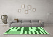 Machine Washable Abstract Emerald Green Modern Area Rugs in a Living Room,, wshabs1920emgrn