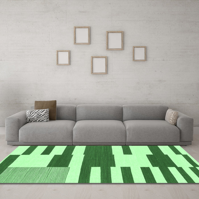 Machine Washable Abstract Emerald Green Modern Area Rugs in a Living Room,, wshabs1920emgrn