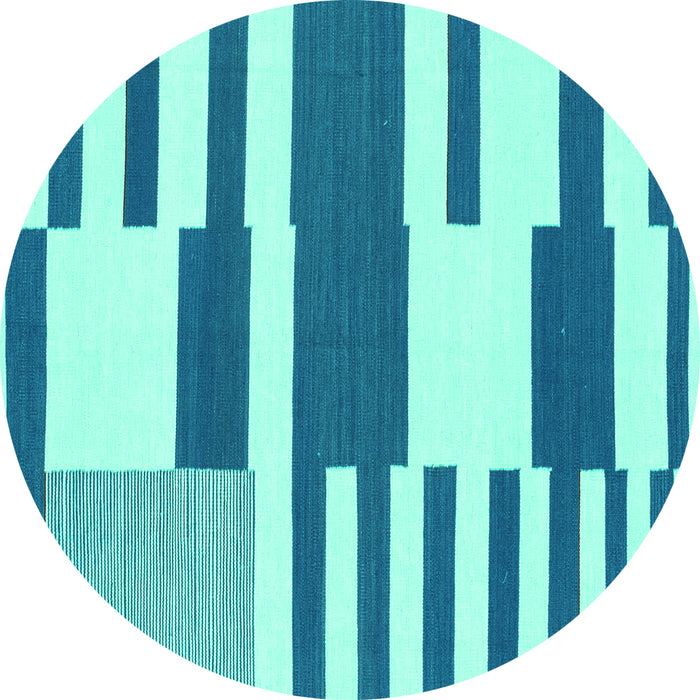 Round Abstract Turquoise Modern Rug, abs1920turq