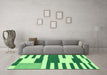 Machine Washable Abstract Green Modern Area Rugs in a Living Room,, wshabs1920grn