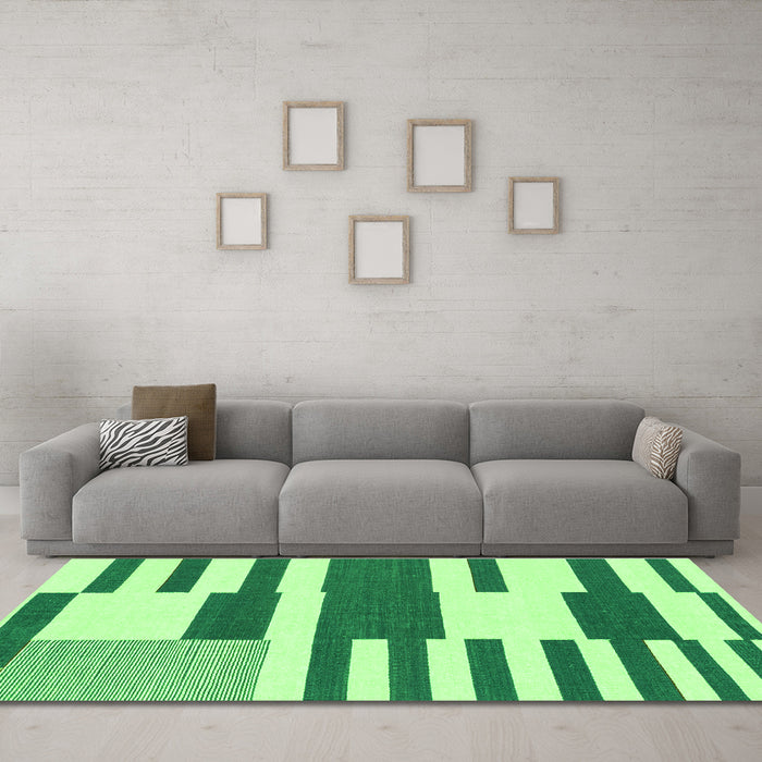 Machine Washable Abstract Green Modern Area Rugs in a Living Room,, wshabs1920grn