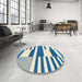 Round Abstract Blue Modern Rug in a Office, abs1920