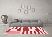 Machine Washable Abstract Red Modern Rug, wshabs1920red