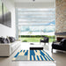 Square Abstract Blue Modern Rug in a Living Room, abs1920