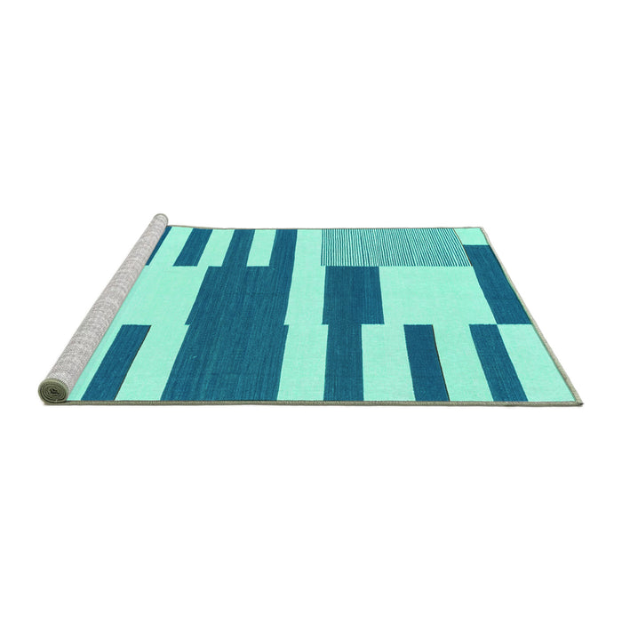 Sideview of Machine Washable Abstract Turquoise Modern Area Rugs, wshabs1920turq