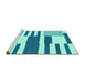 Sideview of Machine Washable Abstract Turquoise Modern Area Rugs, wshabs1920turq