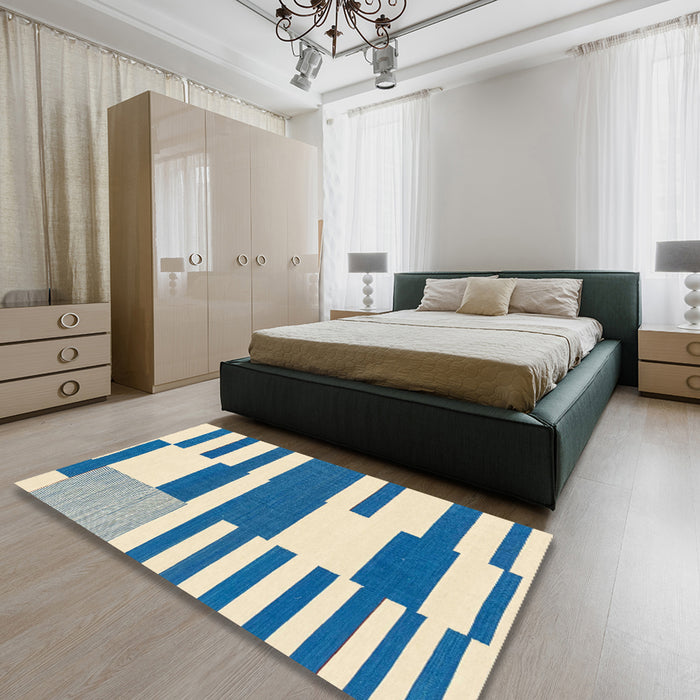 Machine Washable Abstract Blue Rug in a Bedroom, wshabs1920