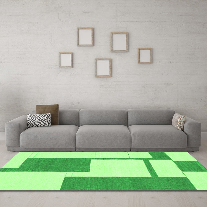 Machine Washable Solid Green Modern Area Rugs in a Living Room,, wshabs1921grn