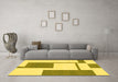 Machine Washable Solid Yellow Modern Rug in a Living Room, wshabs1921yw
