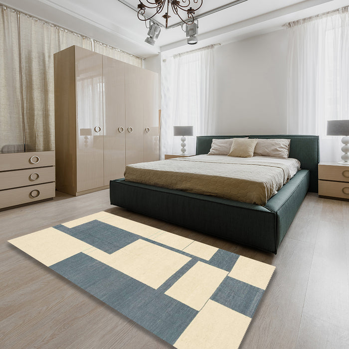 Machine Washable Abstract Gunmetal Gray Rug in a Bedroom, wshabs1921