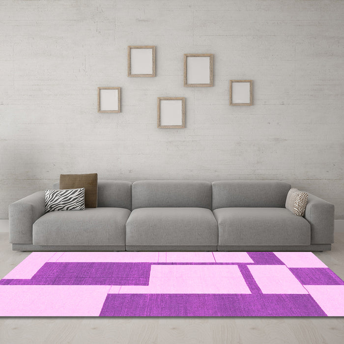 Machine Washable Solid Pink Modern Rug in a Living Room, wshabs1921pnk