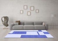 Machine Washable Solid Blue Modern Rug, wshabs1921blu