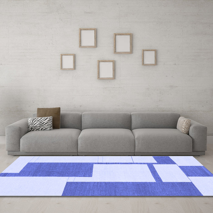 Machine Washable Solid Blue Modern Rug in a Living Room, wshabs1921blu