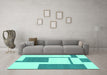 Machine Washable Solid Turquoise Modern Area Rugs in a Living Room,, wshabs1921turq