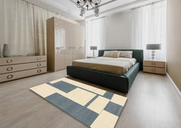 Abstract Gunmetal Gray Solid Rug in a Bedroom, abs1921