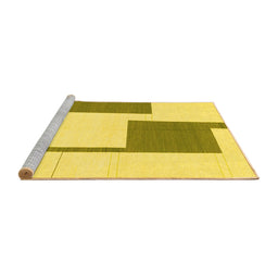 Sideview of Machine Washable Solid Yellow Modern Rug, wshabs1921yw