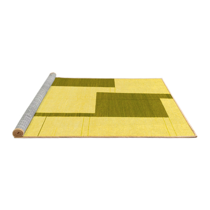 Sideview of Machine Washable Solid Yellow Modern Rug, wshabs1921yw
