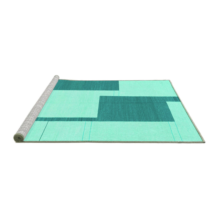 Sideview of Machine Washable Solid Turquoise Modern Area Rugs, wshabs1921turq