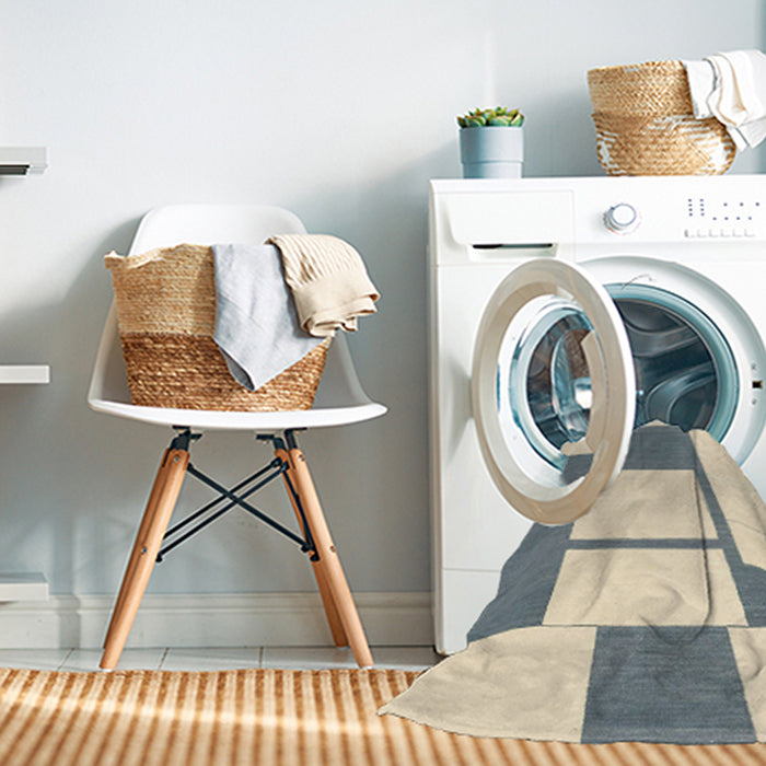 Machine Washable Abstract Gunmetal Gray Rug in a Washing Machine, wshabs1921