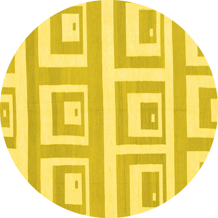 Round Machine Washable Solid Yellow Modern Rug, wshabs1922yw