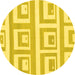 Round Machine Washable Solid Yellow Modern Rug, wshabs1922yw