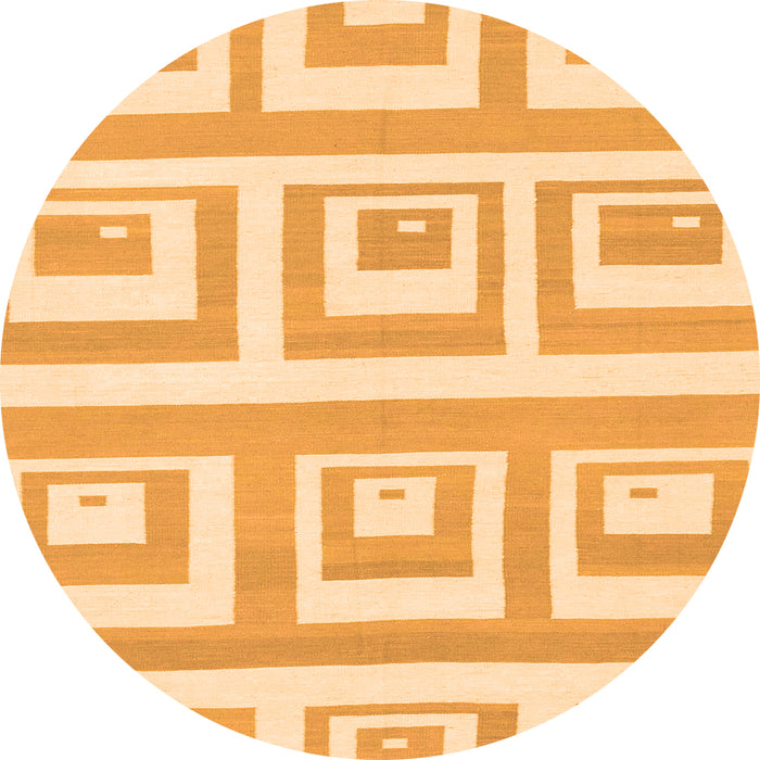 Round Machine Washable Solid Orange Modern Area Rugs, wshabs1922org
