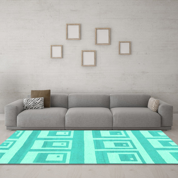 Machine Washable Solid Turquoise Modern Area Rugs in a Living Room,, wshabs1922turq