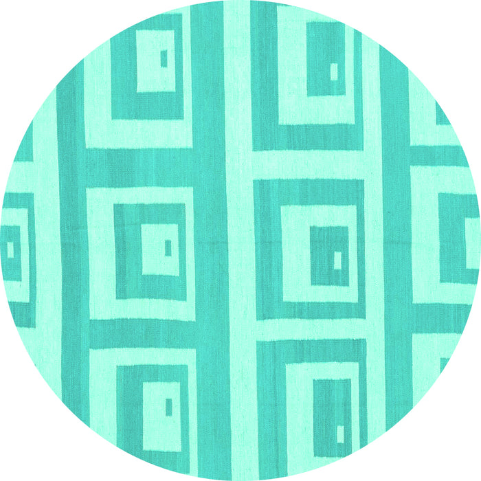 Round Machine Washable Solid Turquoise Modern Area Rugs, wshabs1922turq