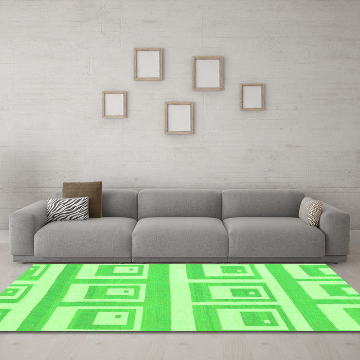 Machine Washable Solid Green Modern Area Rugs in a Living Room,, wshabs1922grn