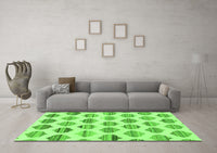 Machine Washable Solid Green Modern Rug, wshabs1923grn